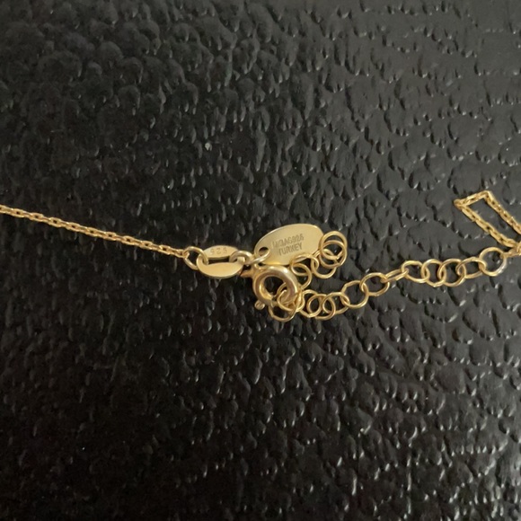 Silver necklace gold colored pendant with crystals - Picture 3 of 5